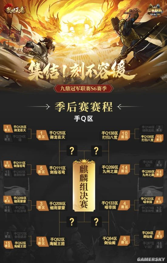 《乱世王者》九鼎冠军联赛S6赛季16强出炉